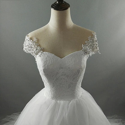 Princess Bejeweled Off Shoulder Lace/Tulle Ball Wedding Gown All Sizes/Colors