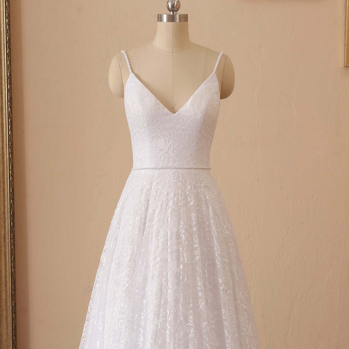 Pearled Waist All Over Lace A Line Wedding Gown All Sizes/Colors