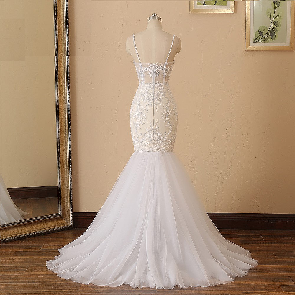 Pearled Lace/Tulle Detachable Skirt Trumpet Wedding Gown All Sizes/Colors