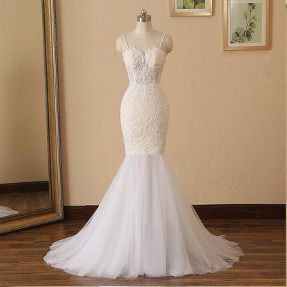 Pearled Lace/Tulle Detachable Skirt Trumpet Wedding Gown All Sizes/Colors