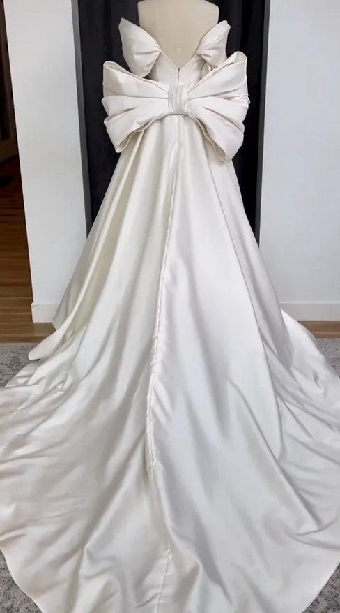 Elizabeth Bow Back Satin A Line Wedding Gown All Sizes/Colors