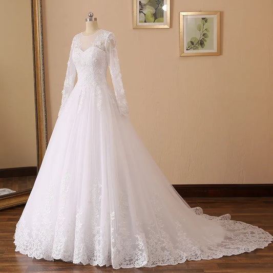 Vintage Pearl 3D Floral Accented Lace A Line Wedding Gown All Sizes/Colors