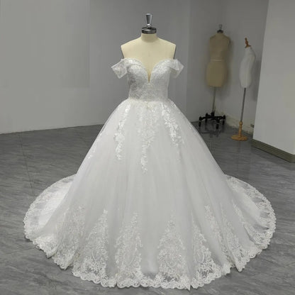 Lace/Tulle Off Shoulder Ball Wedding Gown All Sizes/Colors