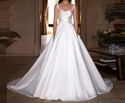 Sequin Trimmed Satin A Line Wedding Gown All Sizes/Colors