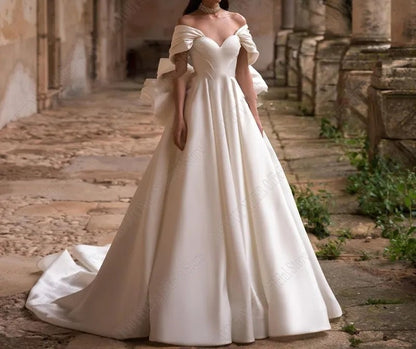 Elizabeth Bow Back Satin A Line Wedding Gown All Sizes/Colors