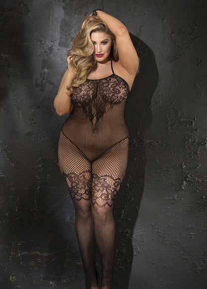 Queen Beautiful Lace & Fishnet Body Stocking